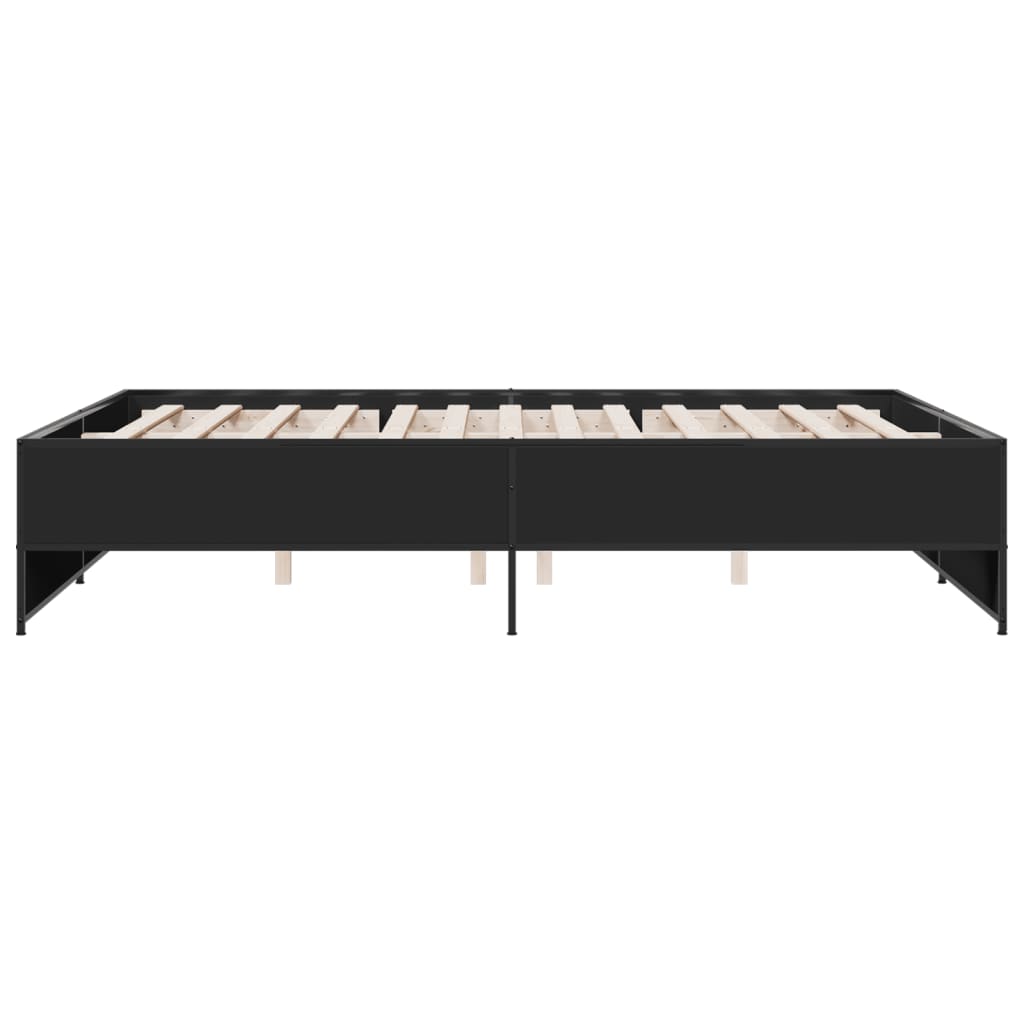 Okvir za krevet crni 160x200 cm konstruirano drvo i metal