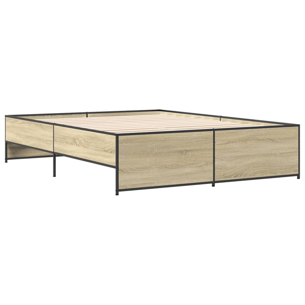 Okvir za krevet boja hrasta 160x200 cm konstruiran drvo i metal