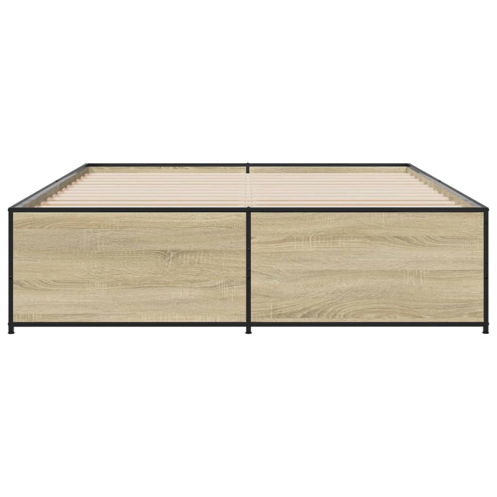 Okvir za krevet boja hrasta 160x200 cm konstruiran drvo i metal