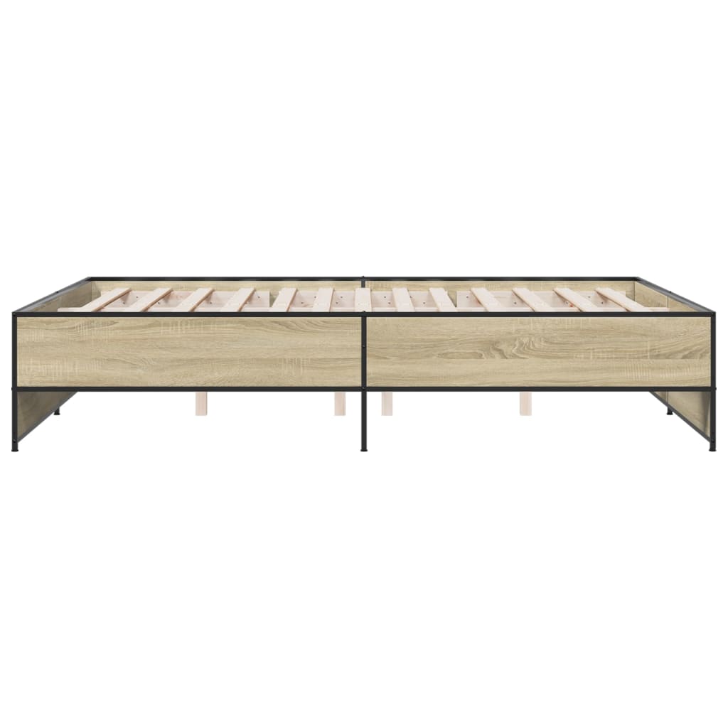 Okvir za krevet boja hrasta 160x200 cm konstruiran drvo i metal