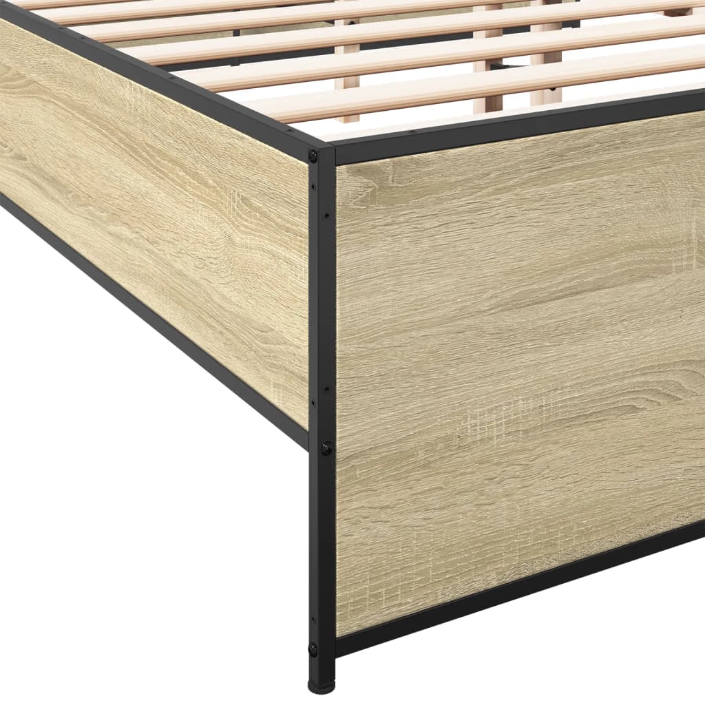 Okvir za krevet boja hrasta 160x200 cm konstruiran drvo i metal