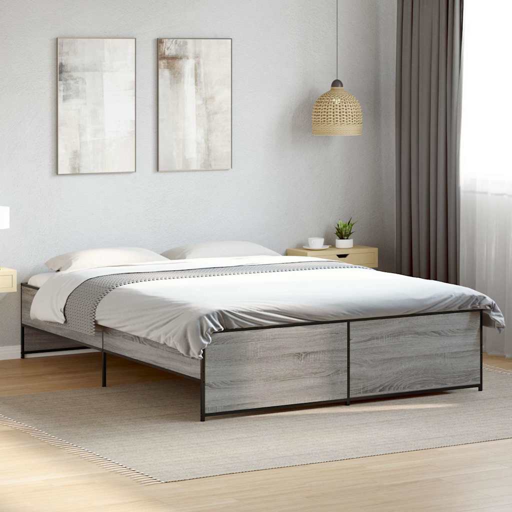 Okvir kreveta boja hrasta 160x200 cm konstruirano drvo i metal