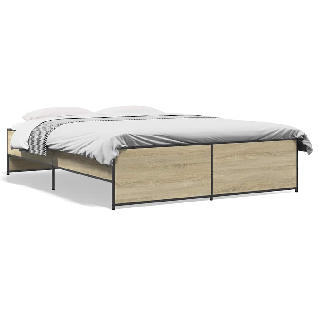 Okvir za krevet boja hrasta 150x200cm konstruirano drvo i metal