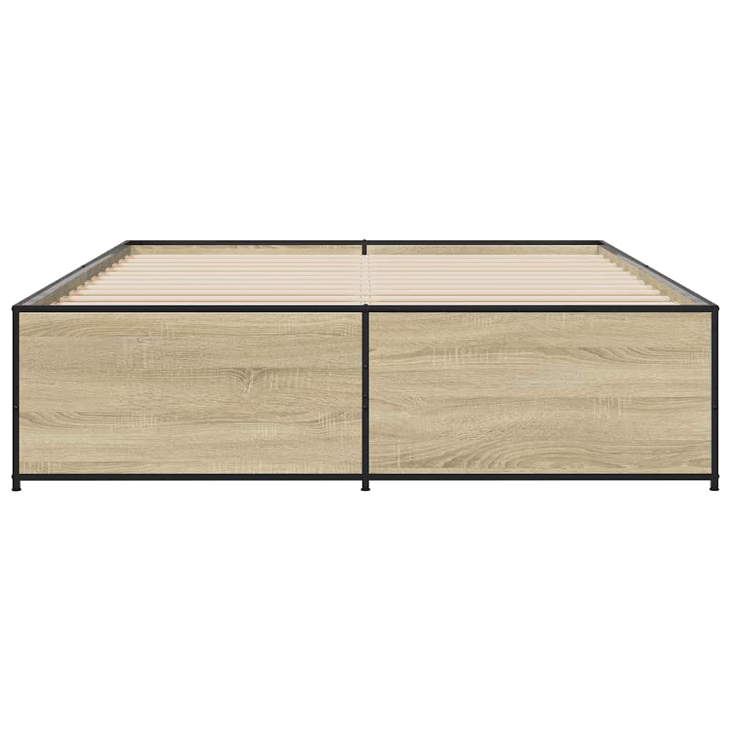 Okvir za krevet boja hrasta 150x200cm konstruirano drvo i metal