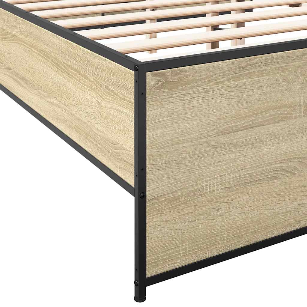 Okvir za krevet boja hrasta 150x200cm konstruirano drvo i metal