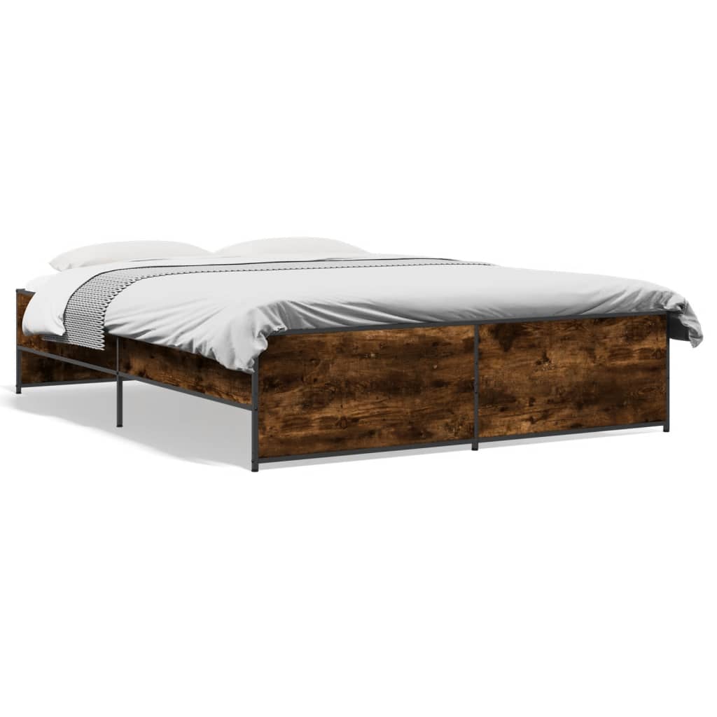Okvir kreveta boja hrasta 140x200 cm konstruirano drvo i metal