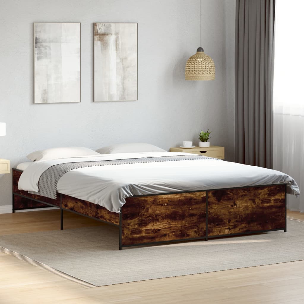 Okvir kreveta boja hrasta 140x200 cm konstruirano drvo i metal