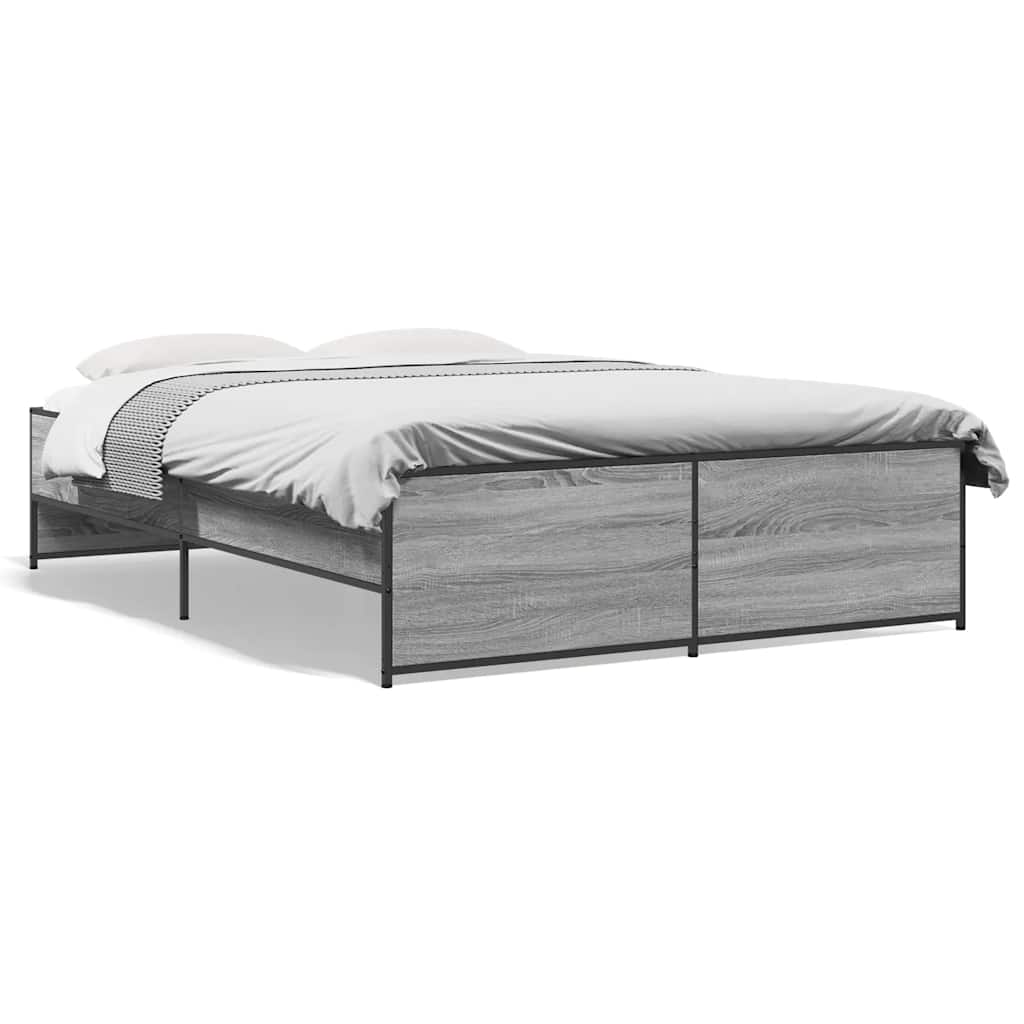 Okvir za krevet boja hrasta 140x190cm konstruirano drvo i metal