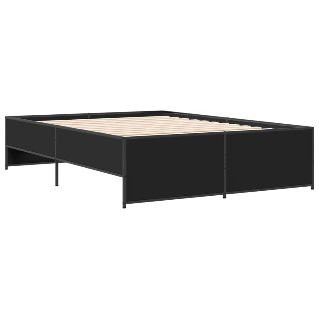 Okvir za krevet crni 135x190 cm konstruirano drvo i metal