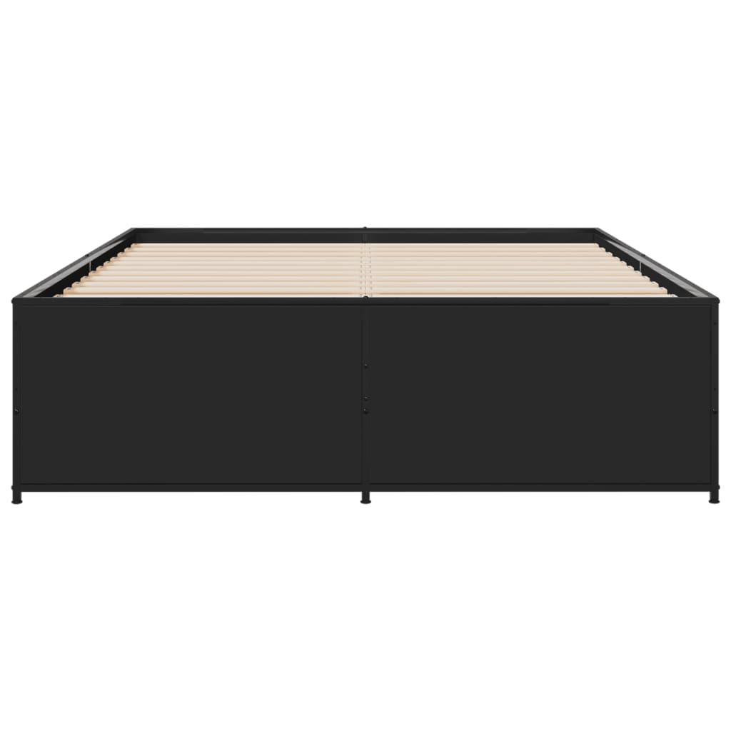 Okvir za krevet crni 135x190 cm konstruirano drvo i metal