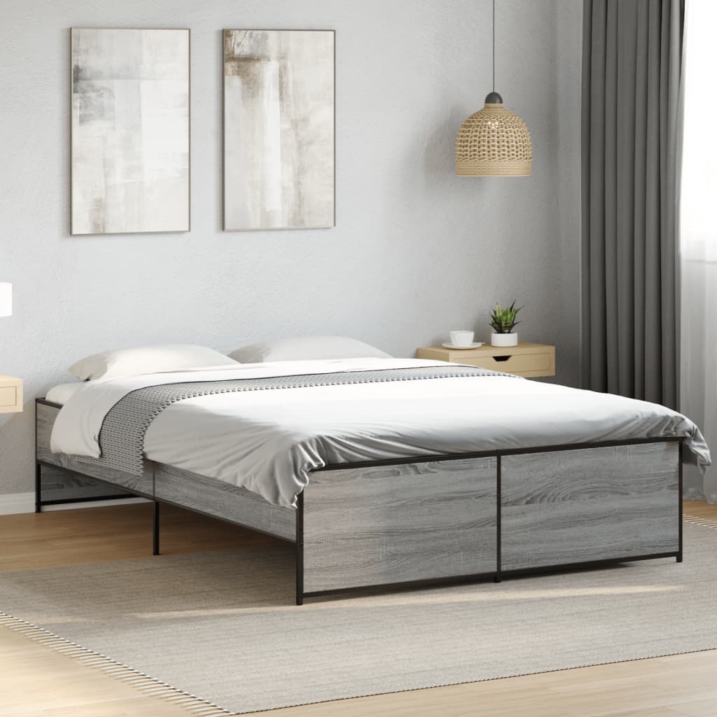 Okvir kreveta boja hrasta 135x190cm konstruirano drvo i metal