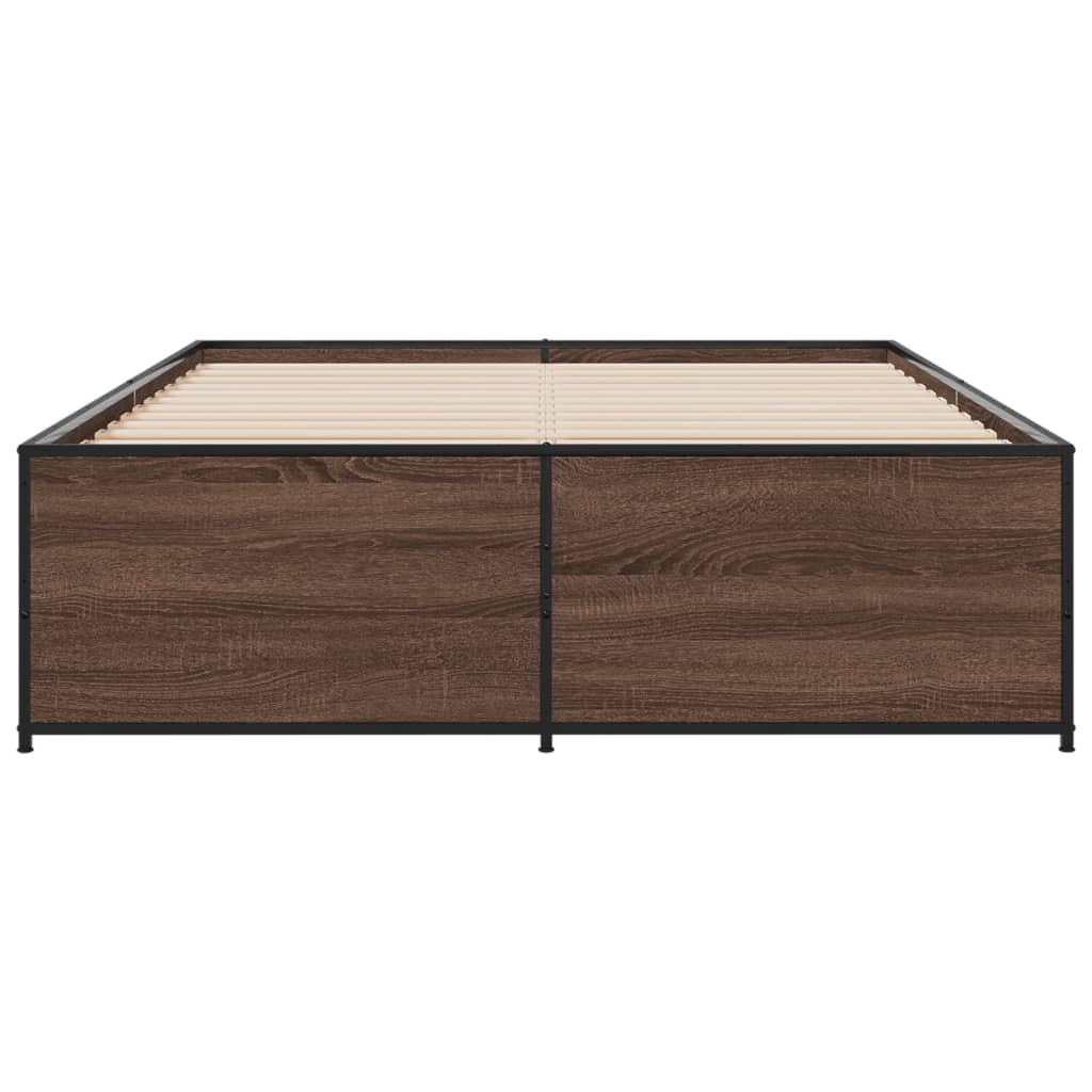 Okvir za krevet smeđi hrast 135x190cm konstruirano drvo i metal