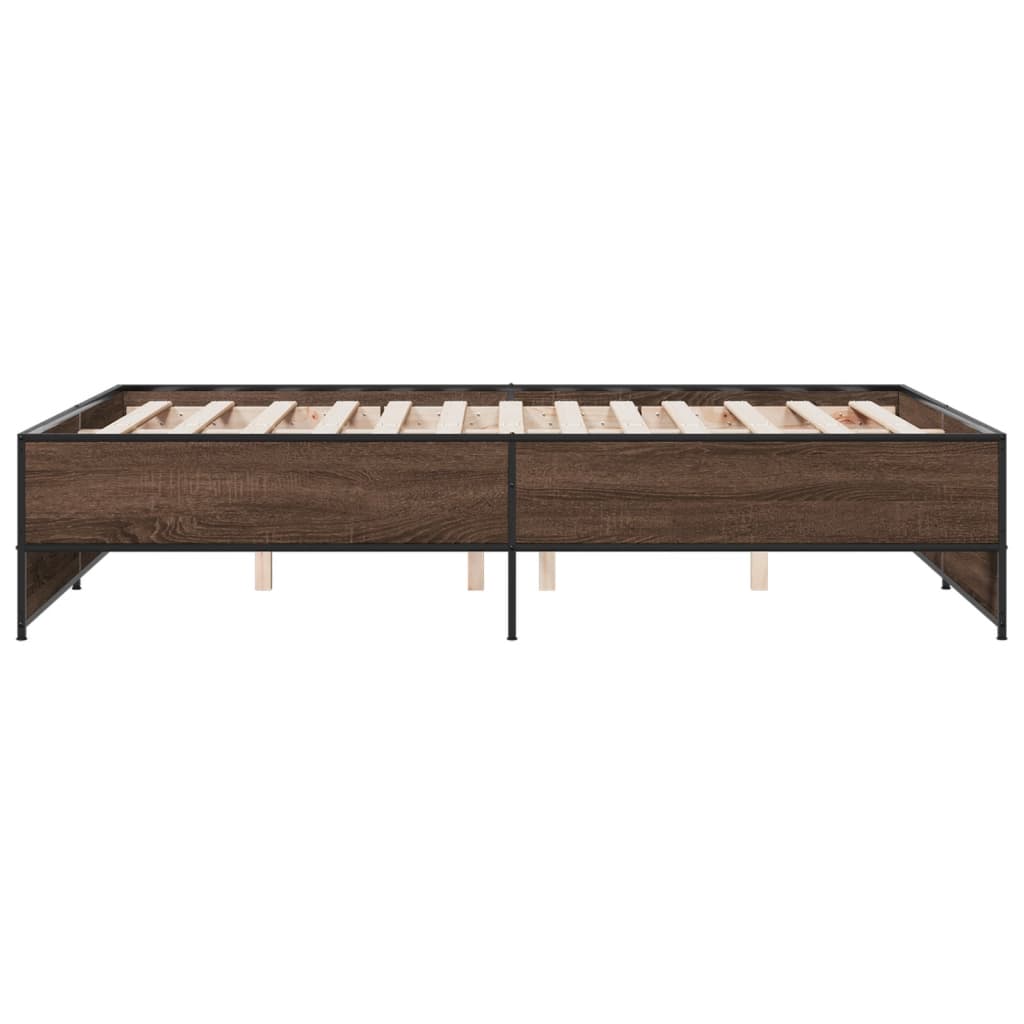 Okvir za krevet smeđi hrast 135x190cm konstruirano drvo i metal