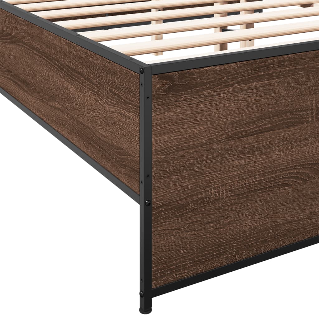 Okvir za krevet smeđi hrast 135x190cm konstruirano drvo i metal