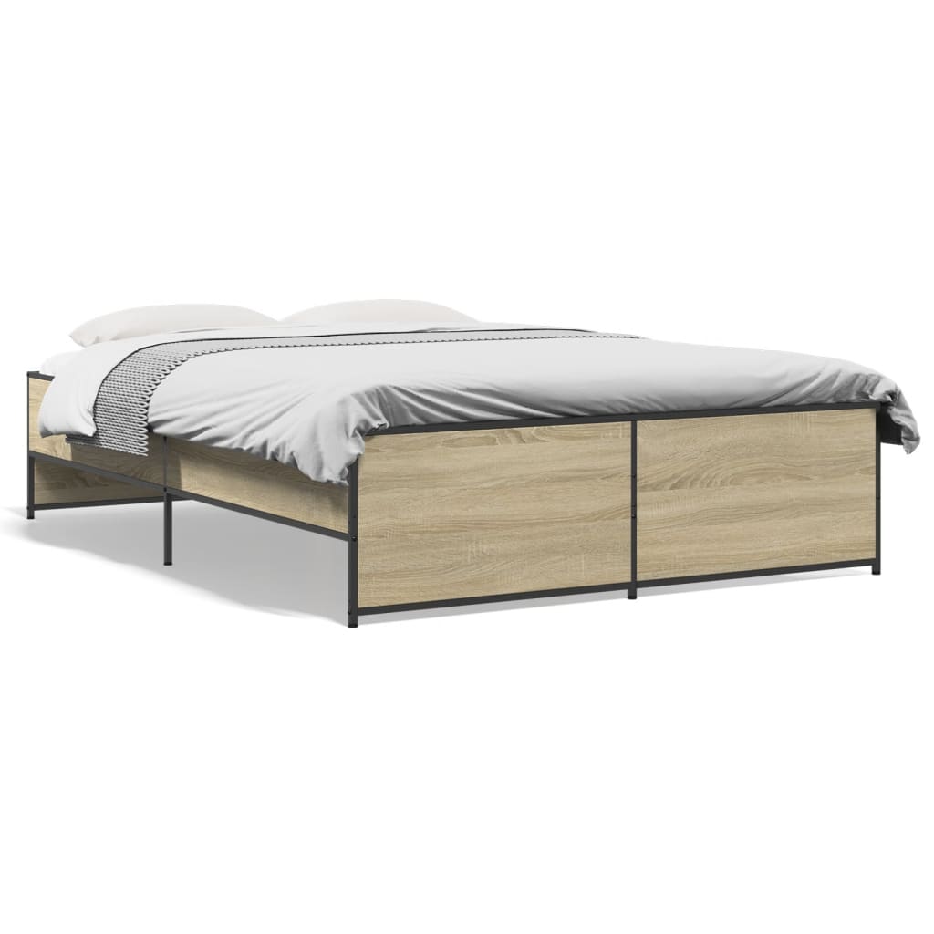 Okvir za krevet boja hrasta 120x190cm konstruirano drvo i metal
