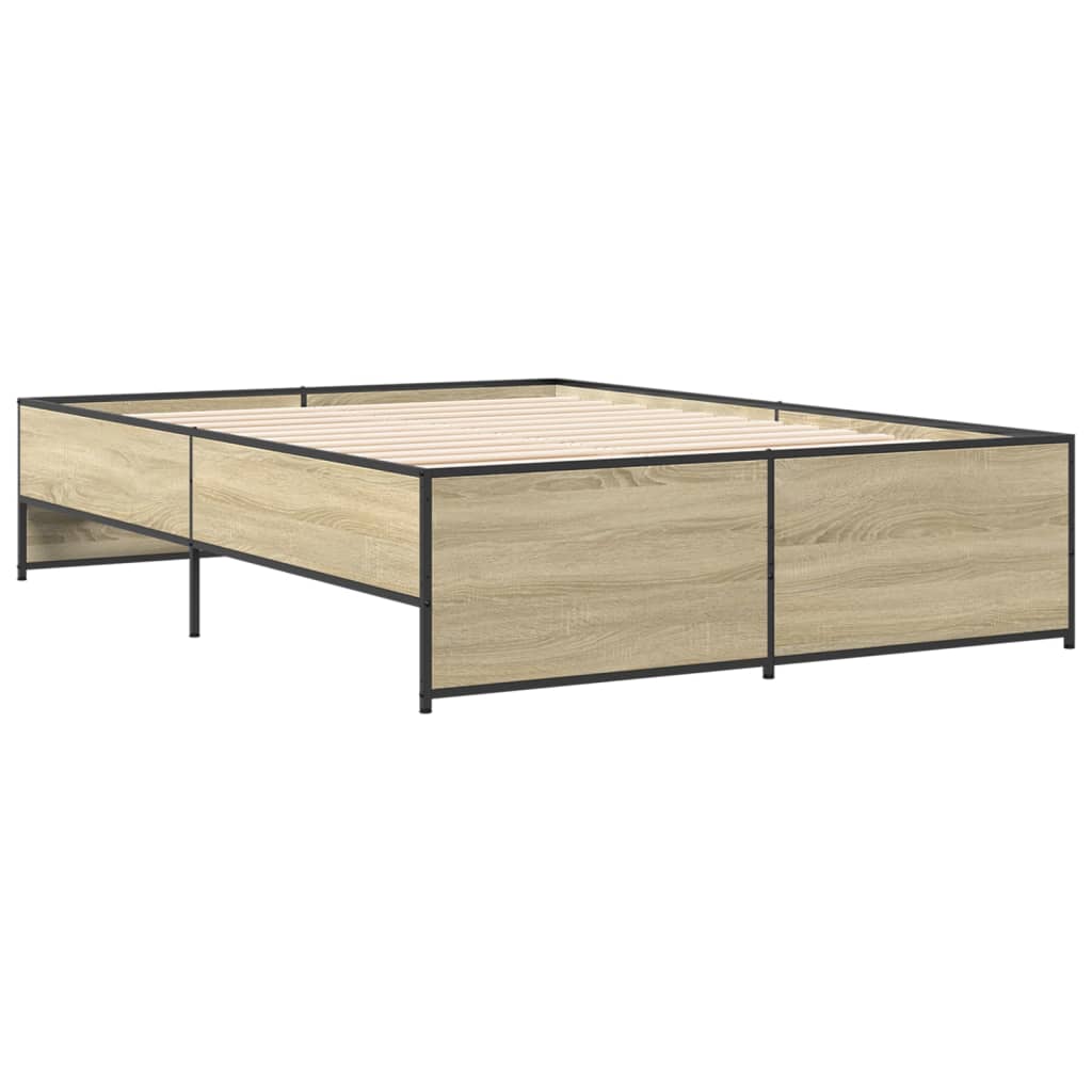 Okvir za krevet boja hrasta 120x190cm konstruirano drvo i metal