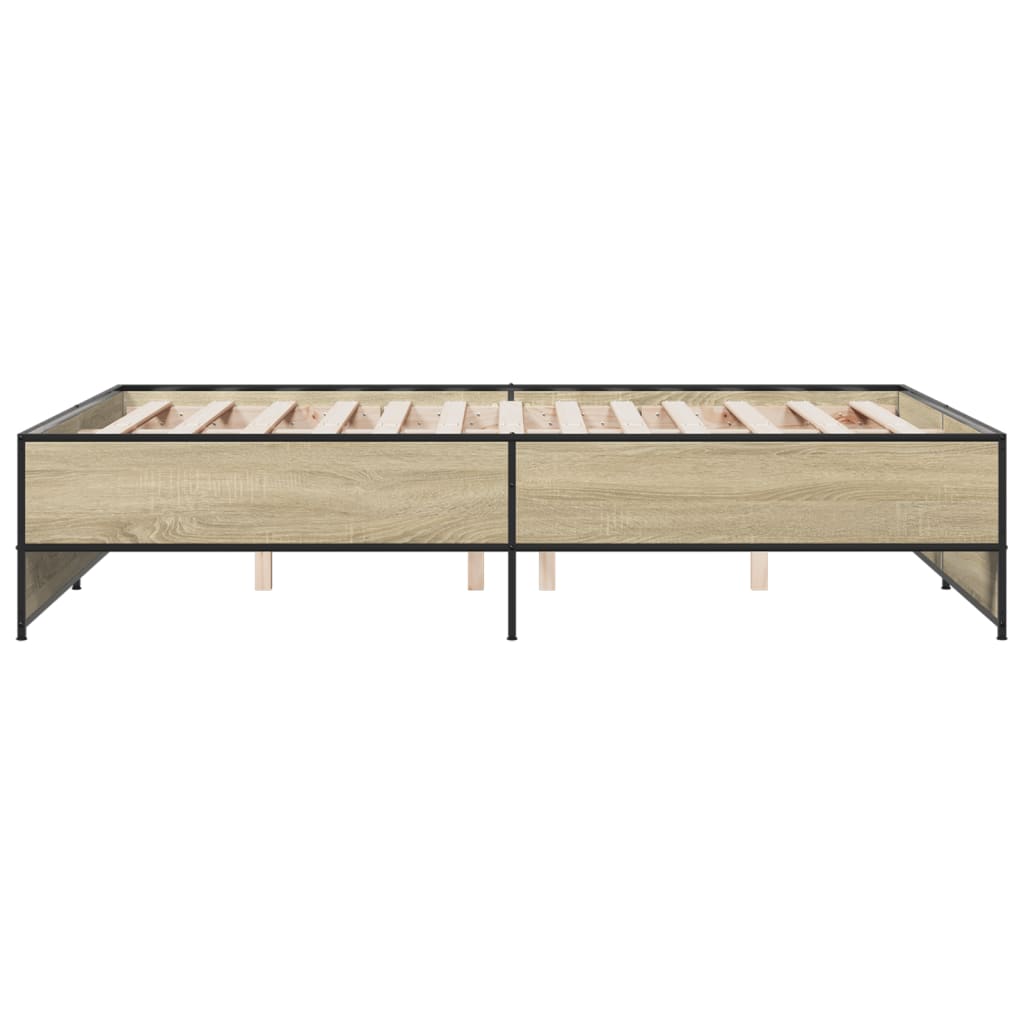 Okvir za krevet boja hrasta 120x190cm konstruirano drvo i metal