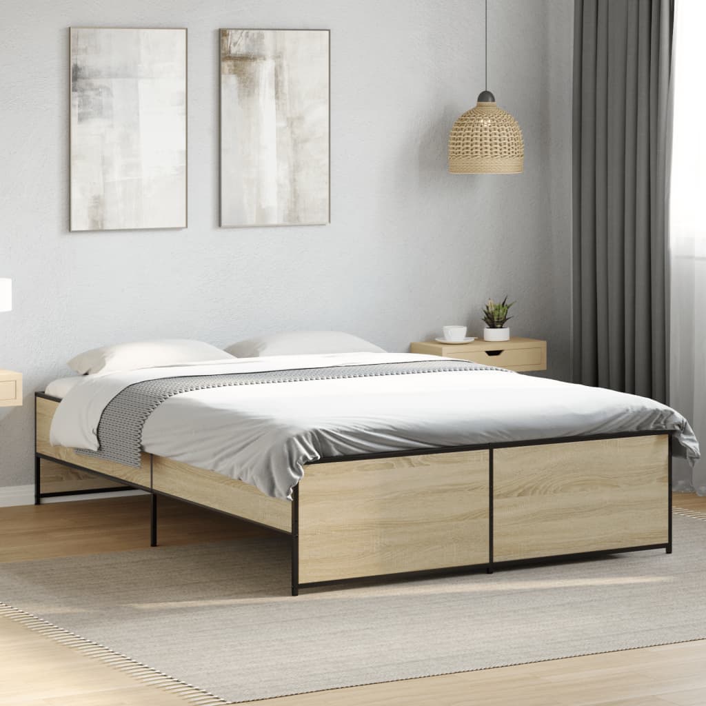 Okvir za krevet boja hrasta 120x190cm konstruirano drvo i metal