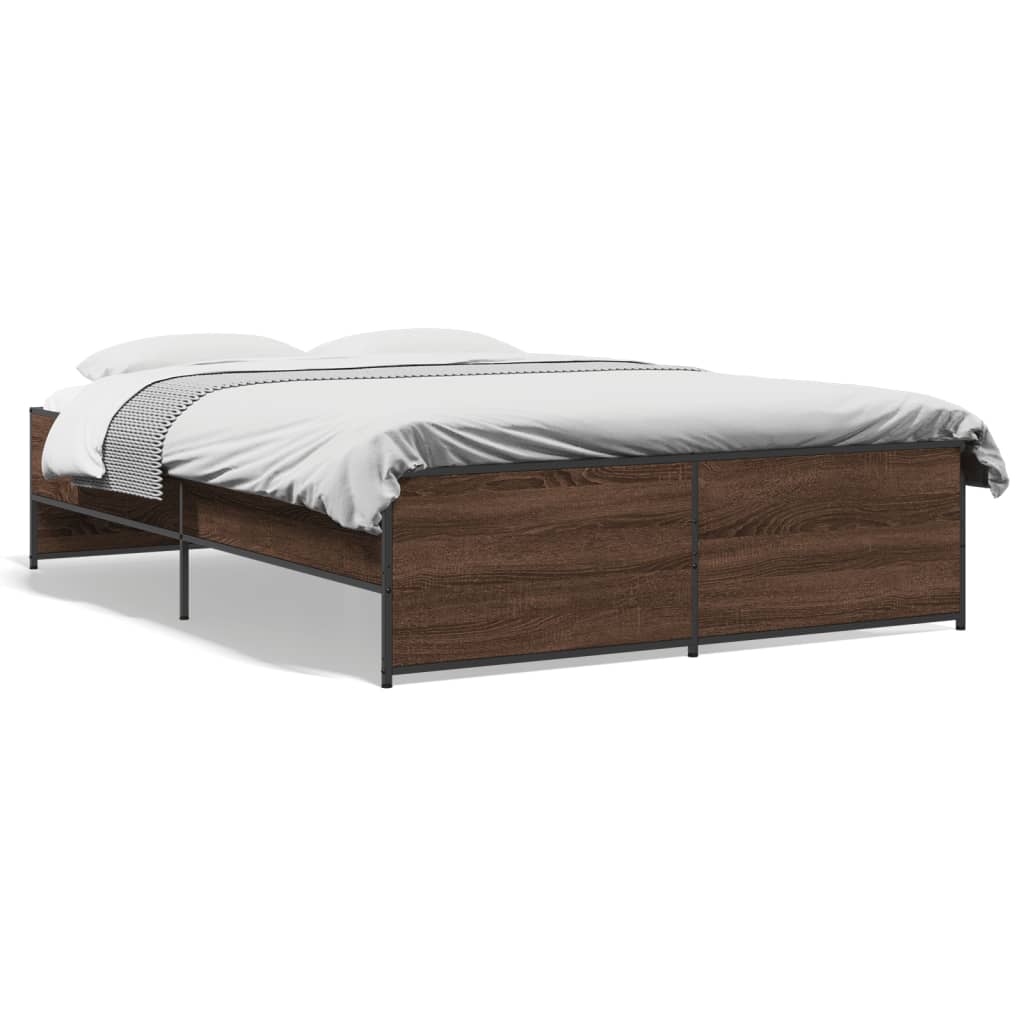 Okvir za krevet smeđi hrast 120x190cm konstruirano drvo i metal