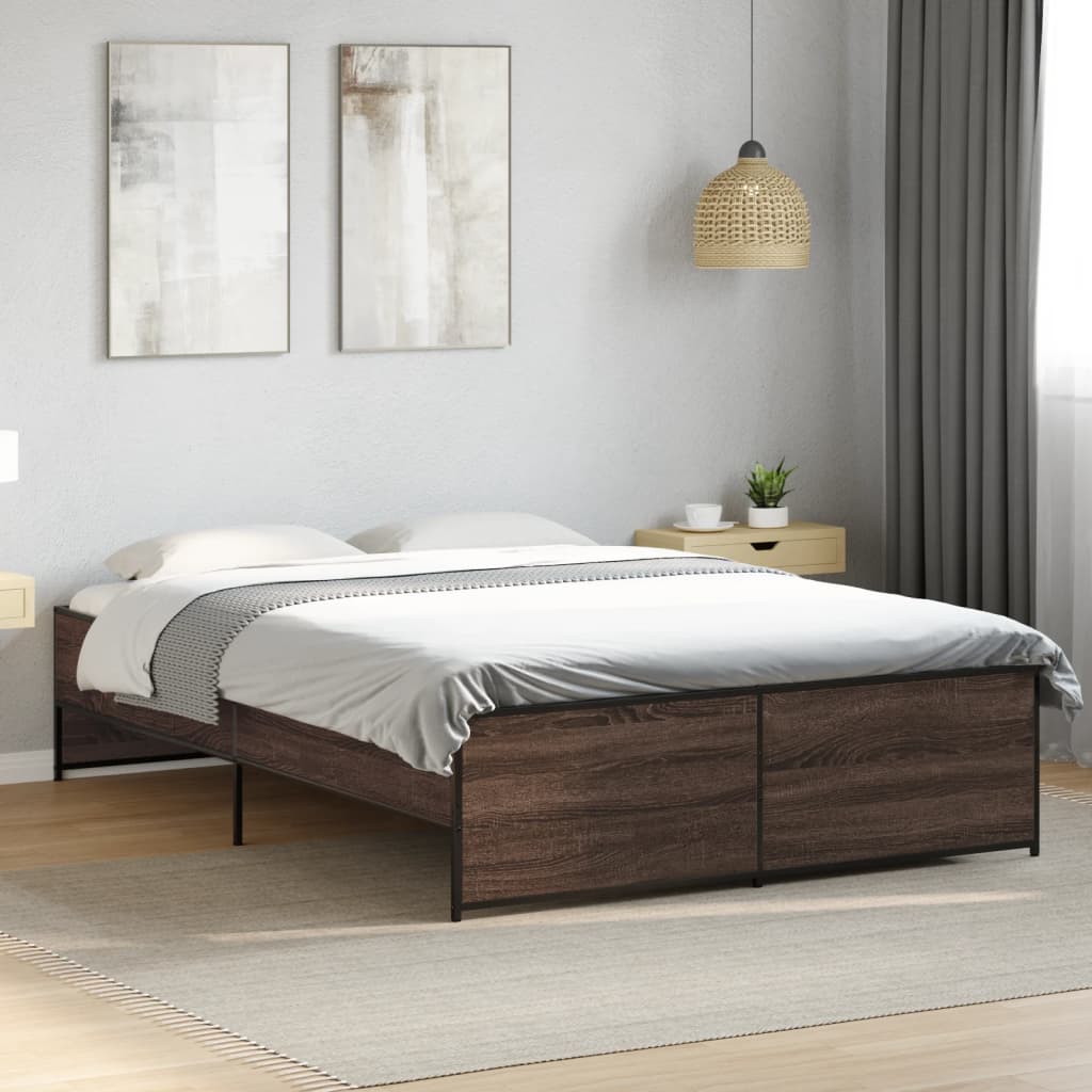 Okvir za krevet smeđi hrast 120x190cm konstruirano drvo i metal