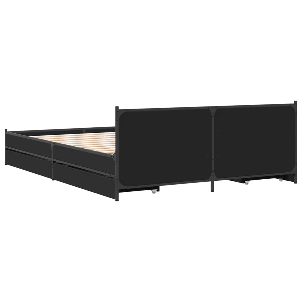 Okvir kreveta s ladicama crni 135 x 190 cm konstruirano drvo