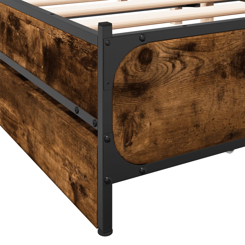 Okvir kreveta s ladicama boja hrasta 135x190 cm