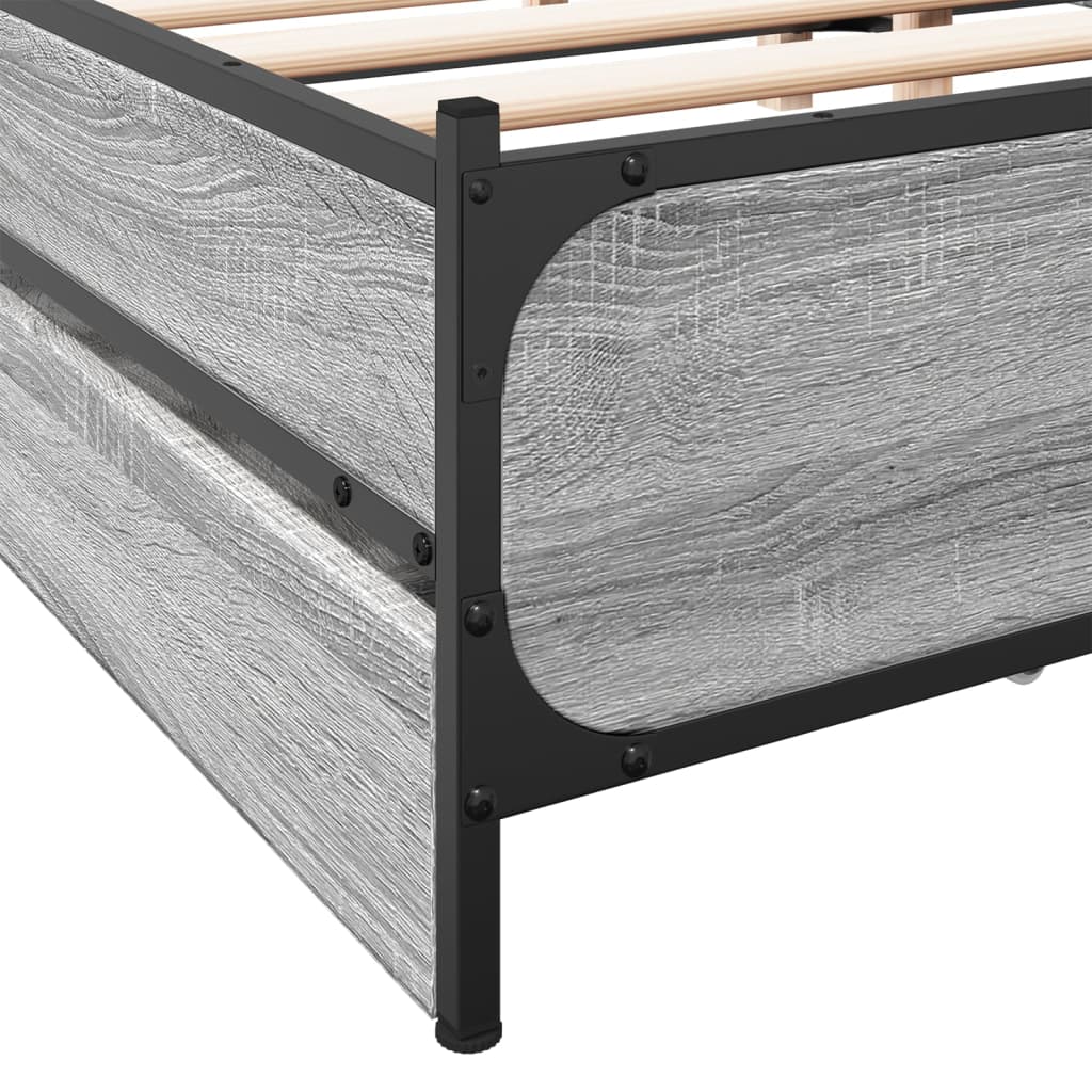 Okvir za krevet s ladicama boja sivog hrasta 135x190 cm