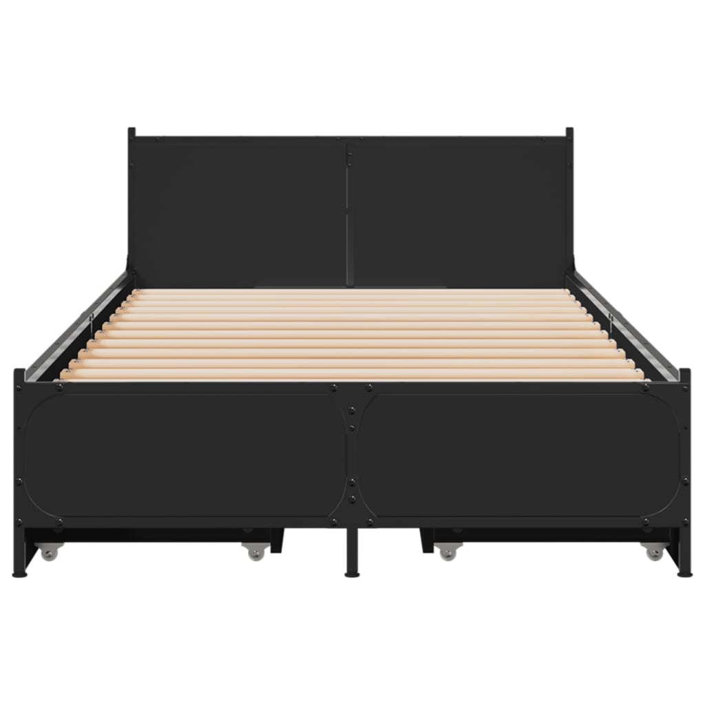Okvir kreveta s ladicama crni 90 x 200 cm konstruirano drvo