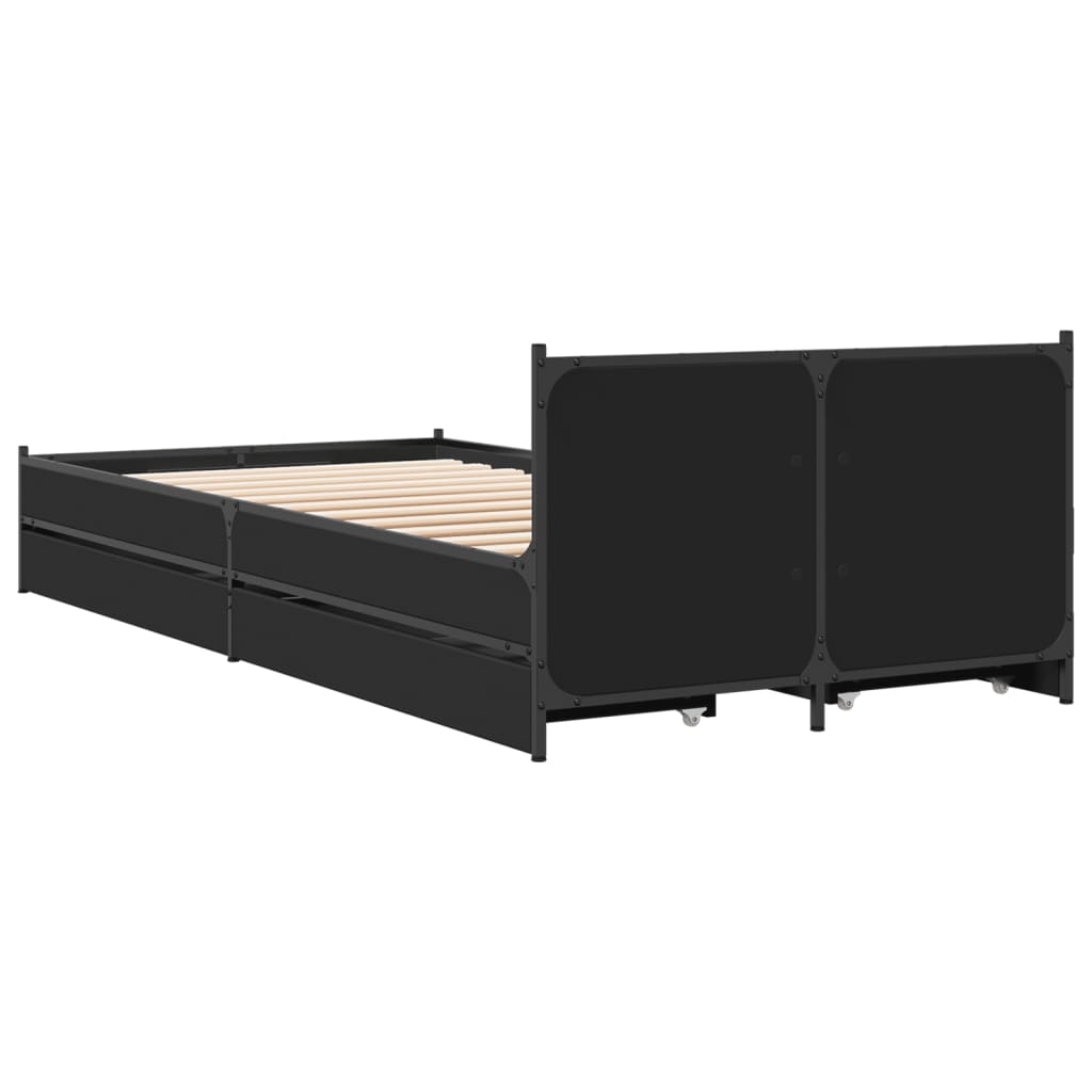 Okvir kreveta s ladicama crni 90 x 200 cm konstruirano drvo