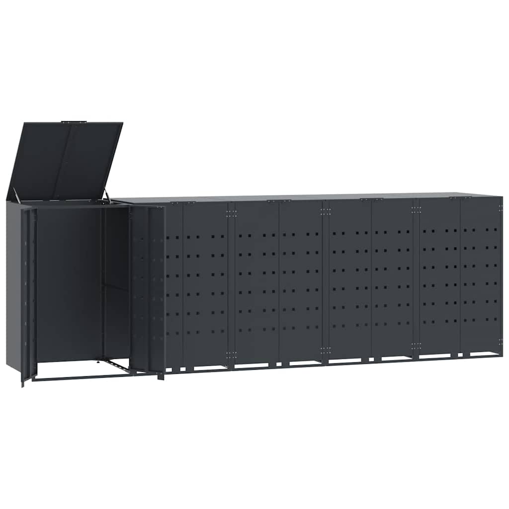 Spremište za 5 kante za otpad antracit 345x79x117 cm čelično
