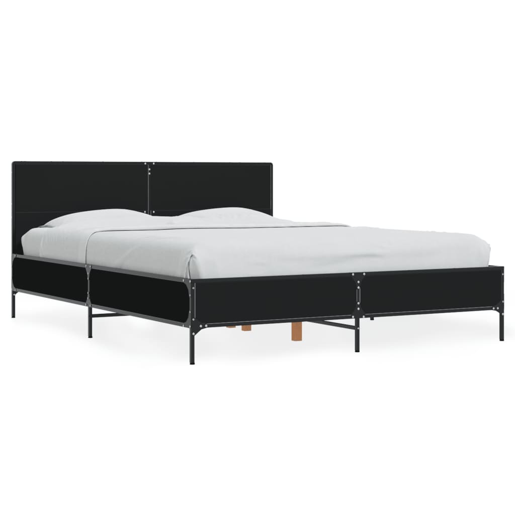 Okvir kreveta crni 140 x 200 cm od konstruiranog drva i metala