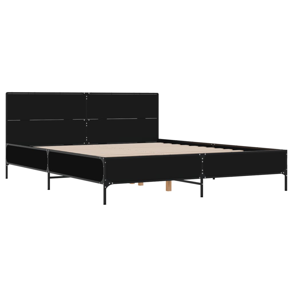 Okvir kreveta crni 140 x 200 cm od konstruiranog drva i metala