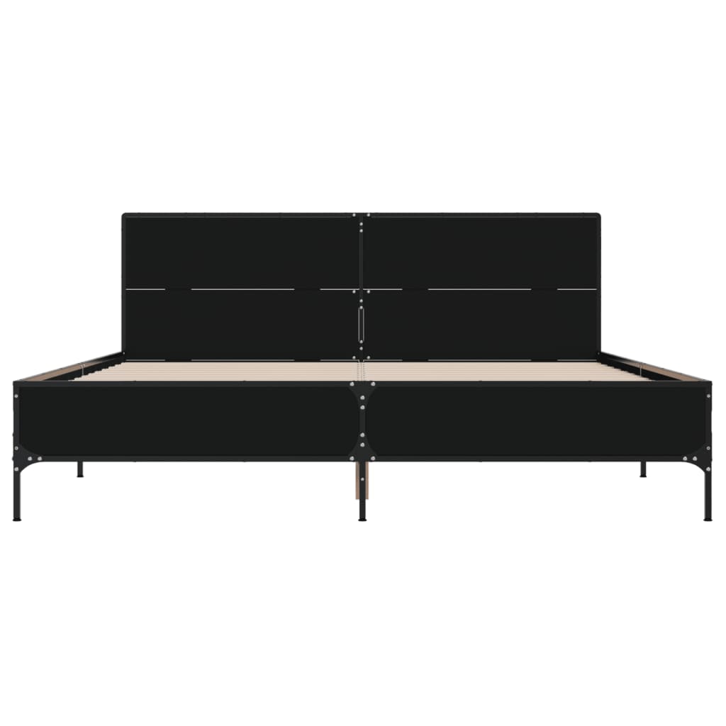 Okvir kreveta crni 140 x 200 cm od konstruiranog drva i metala