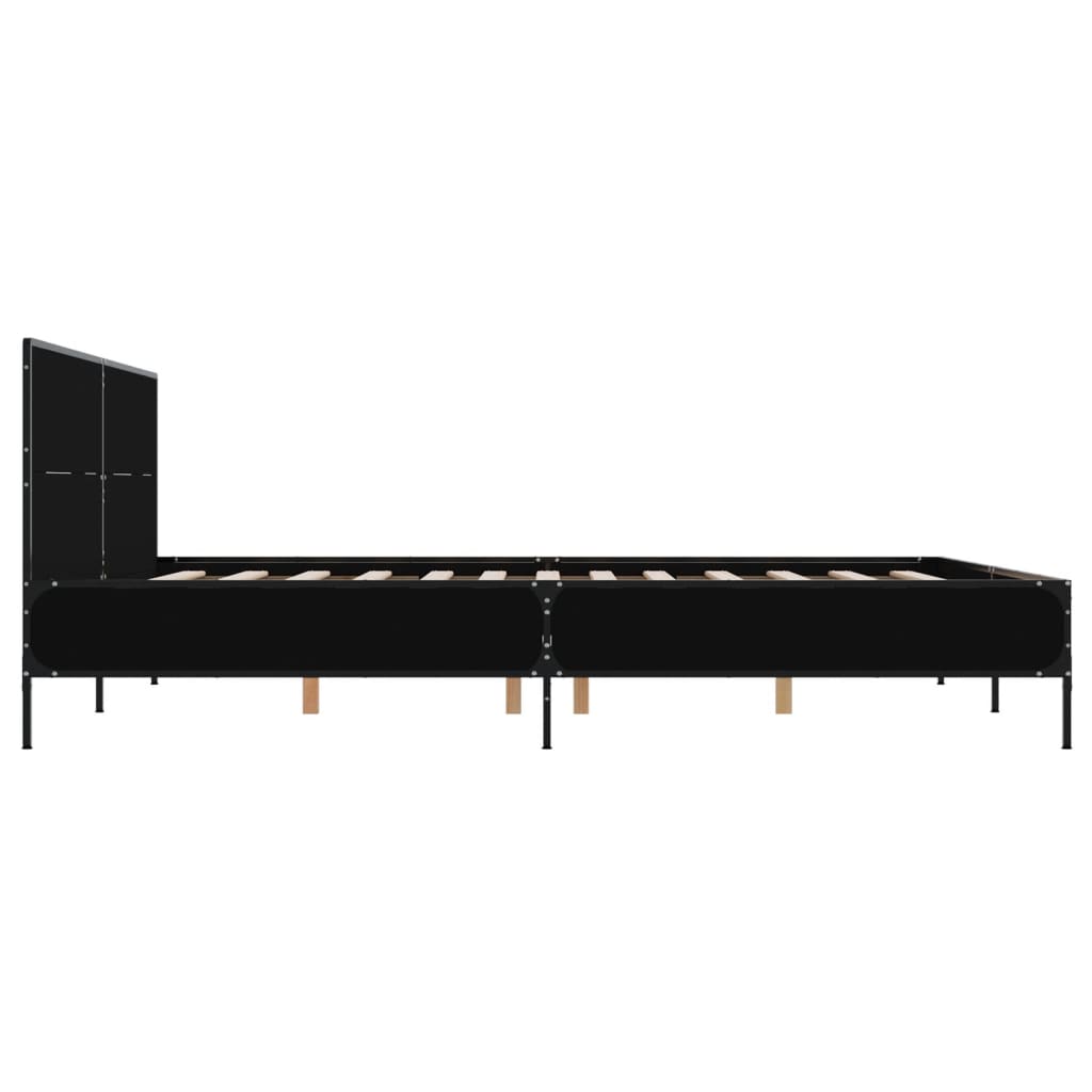 Okvir kreveta crni 140 x 200 cm od konstruiranog drva i metala
