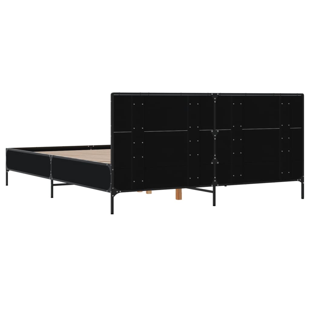 Okvir kreveta crni 140 x 200 cm od konstruiranog drva i metala