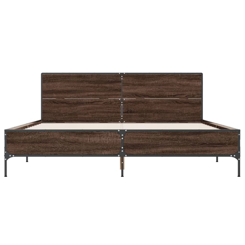 Okvir kreveta smeđi hrast 140x200cm konstruirano drvo i metal