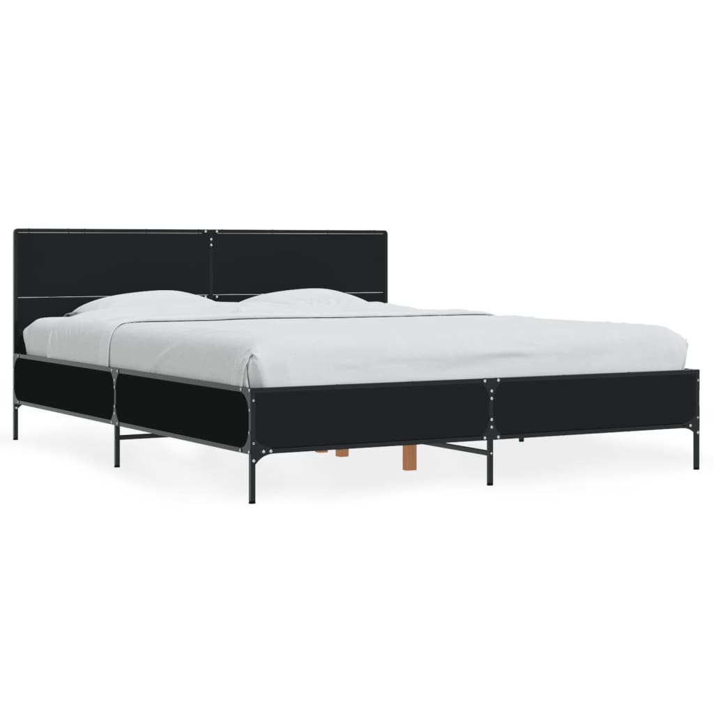 Okvir za krevet crni 160x200 cm konstruirano drvo i metal