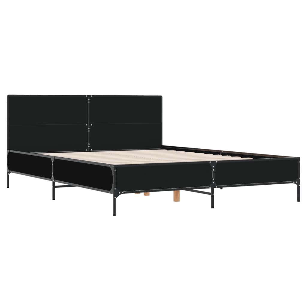 Okvir za krevet crni 160x200 cm konstruirano drvo i metal