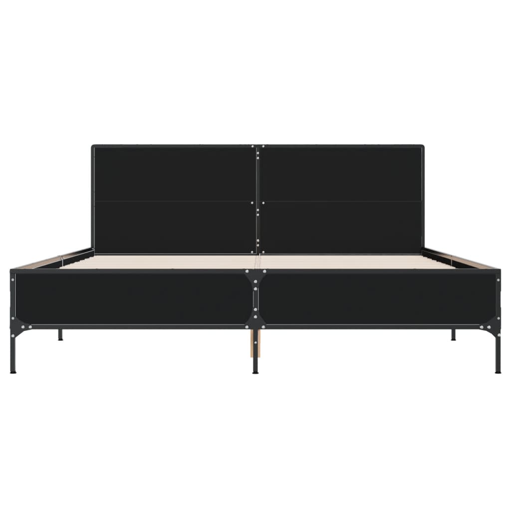 Okvir za krevet crni 160x200 cm konstruirano drvo i metal