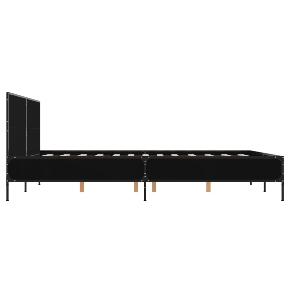 Okvir za krevet crni 160x200 cm konstruirano drvo i metal