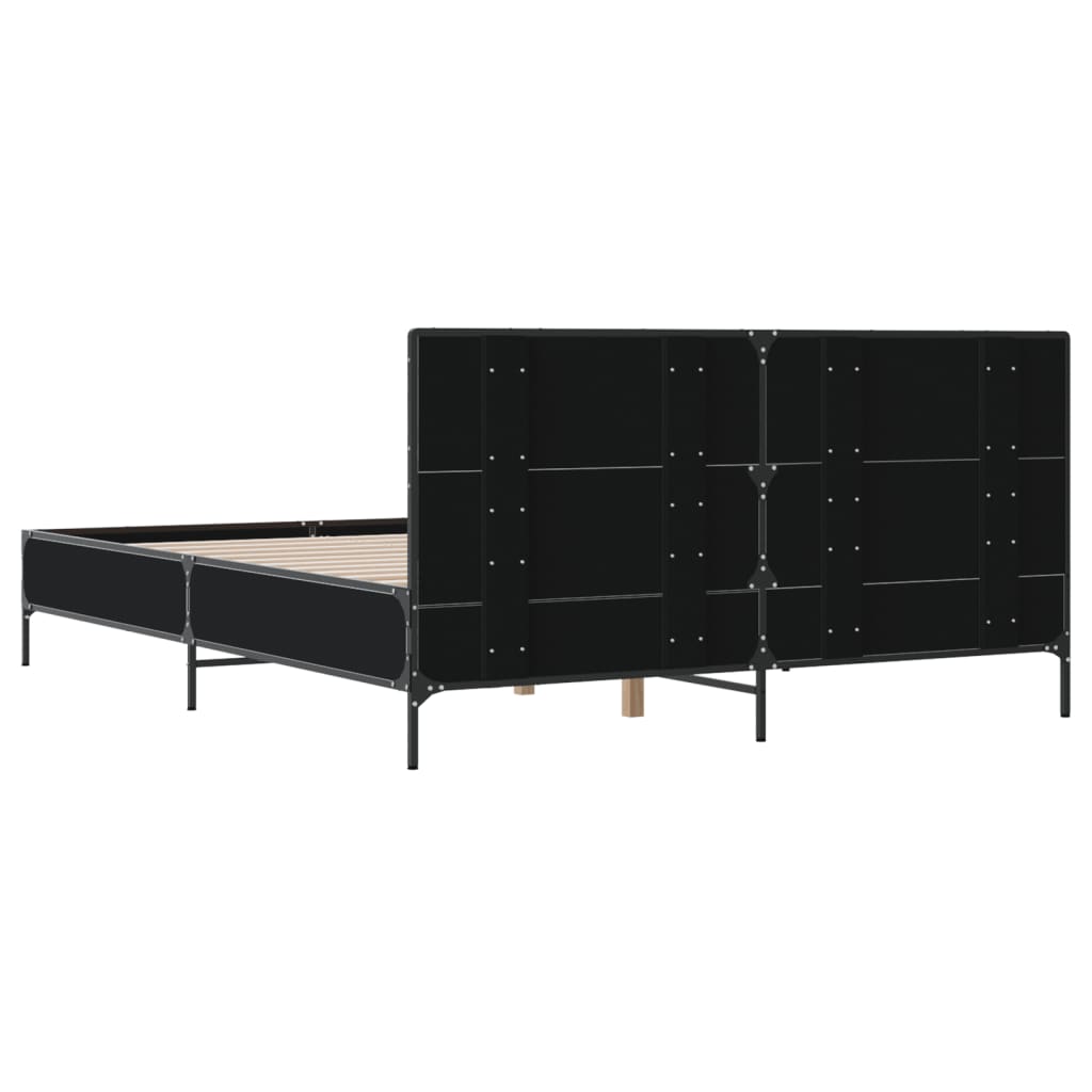 Okvir za krevet crni 160x200 cm konstruirano drvo i metal