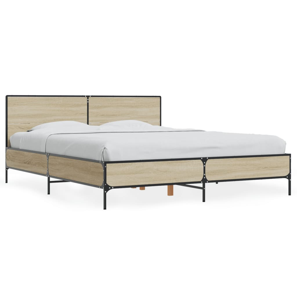 Okvir za krevet boja hrasta 160x200 cm konstruiran drvo i metal