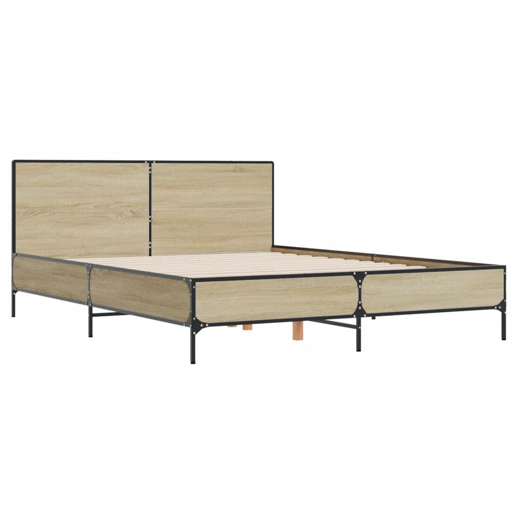 Okvir za krevet boja hrasta 160x200 cm konstruiran drvo i metal