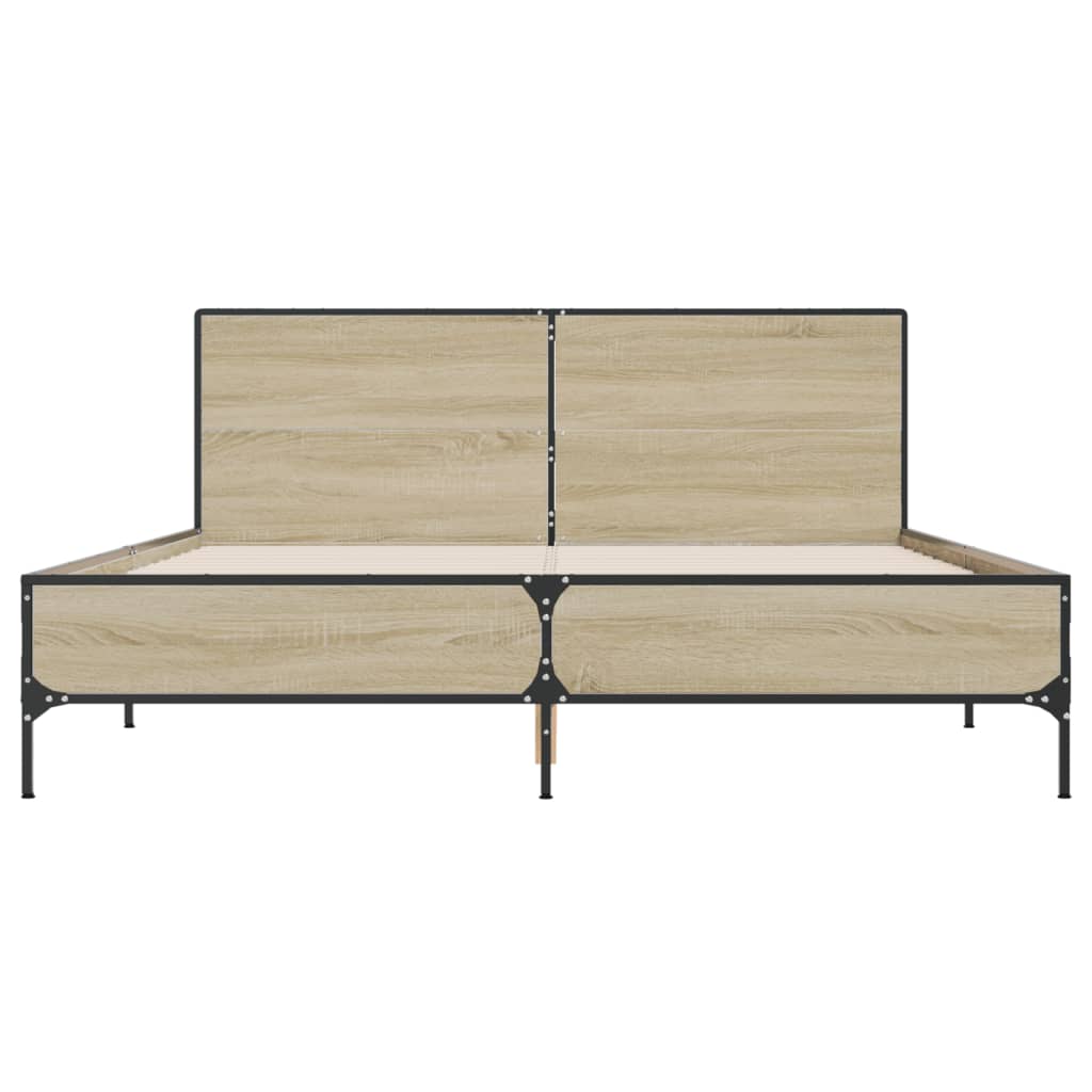 Okvir za krevet boja hrasta 160x200 cm konstruiran drvo i metal