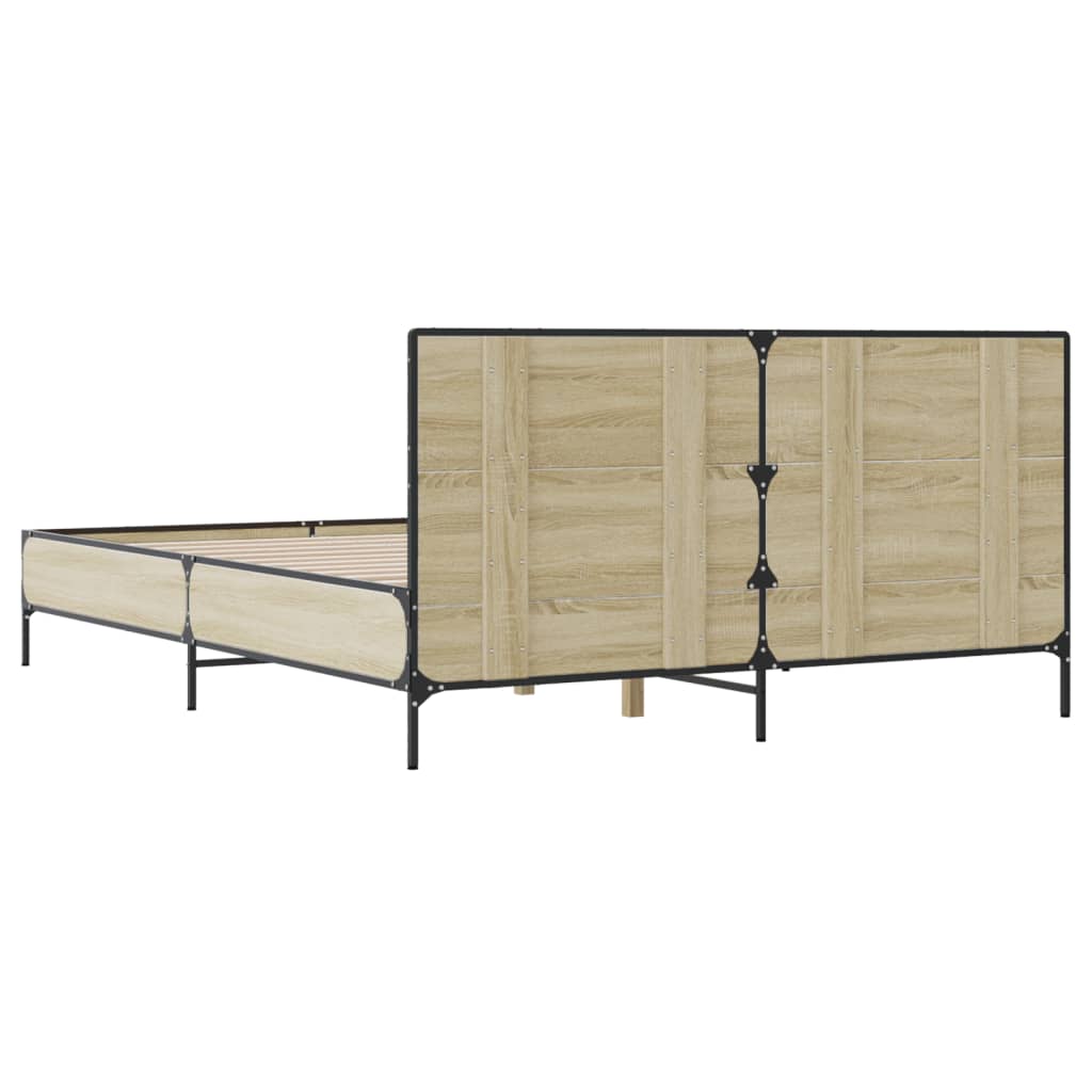 Okvir za krevet boja hrasta 160x200 cm konstruiran drvo i metal