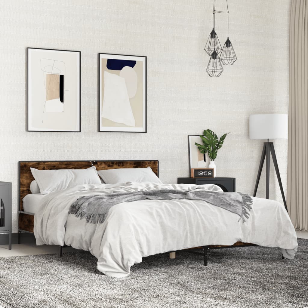 Okvir kreveta boja hrasta 160x200 cm konstruirano drvo i metal