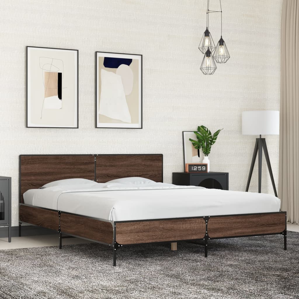 Okvir kreveta boja hrasta 160x200 cm konstruirano drvo i metal