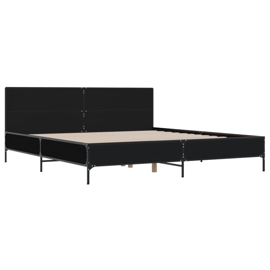 Okvir za krevet crni 180 x 200 cm konstruirano drvo i metal