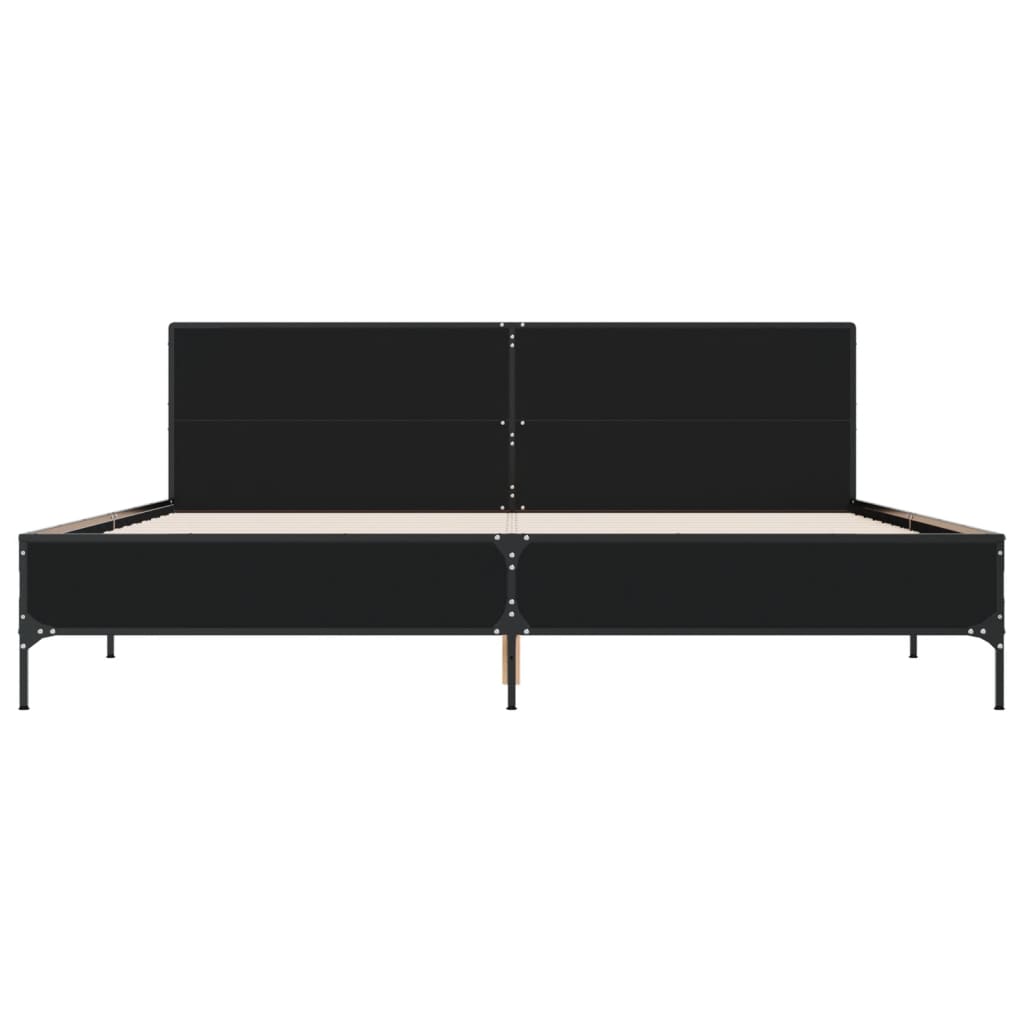 Okvir za krevet crni 180 x 200 cm konstruirano drvo i metal