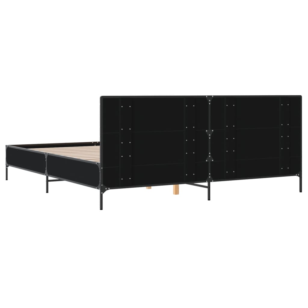 Okvir za krevet crni 180 x 200 cm konstruirano drvo i metal
